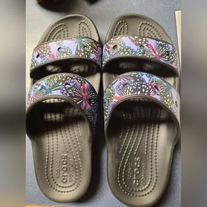 Crocs sandals blue/purple butterflies